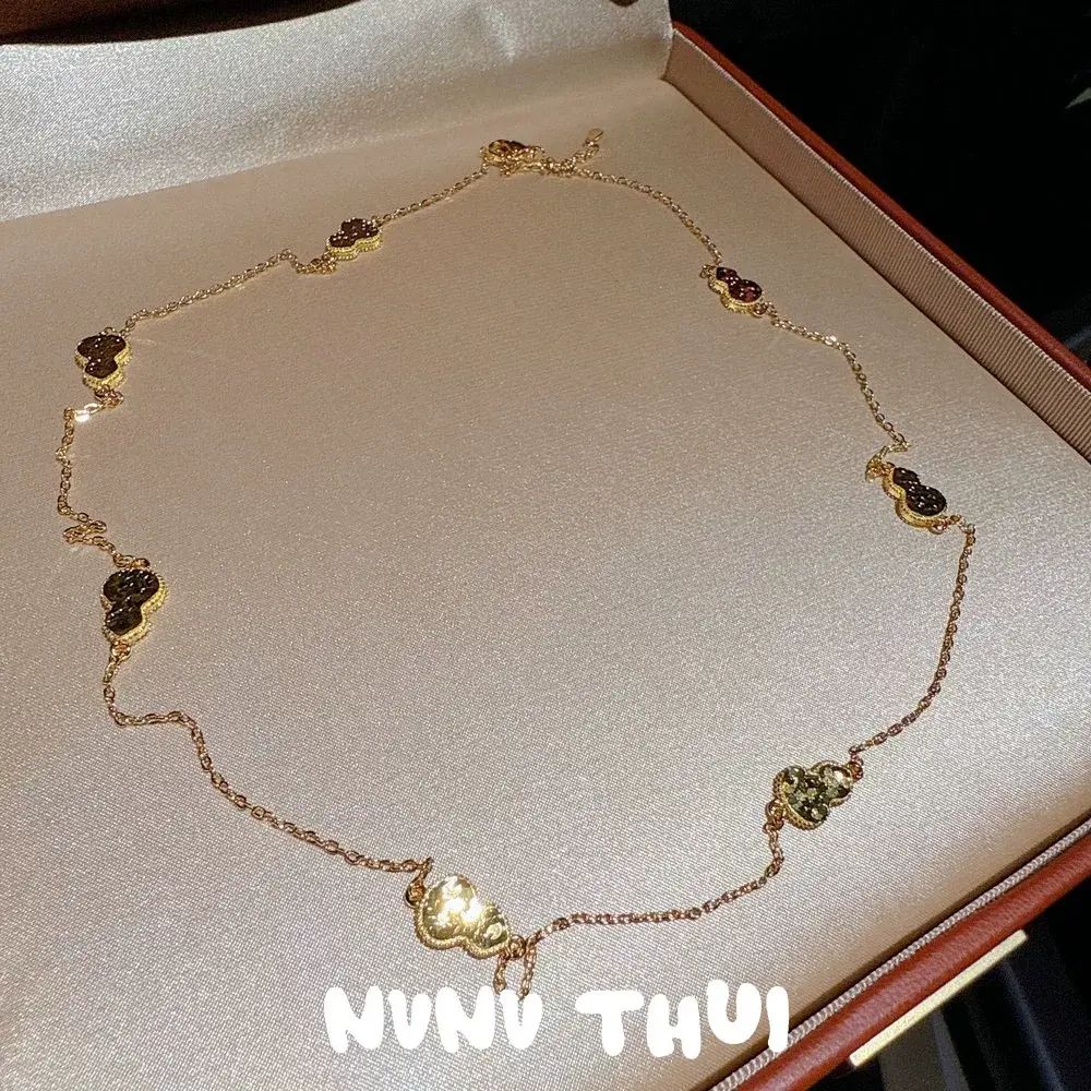 Ancient Filigree Crushed Ice Gourd Blessing Chain Necklace Set