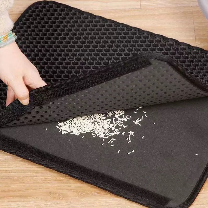 可摺疊雙層貓砂墊 防水防漏砂 易清洗寵物清潔墊- 跨境專供（單邊魔術貼200個起訂） 均碼