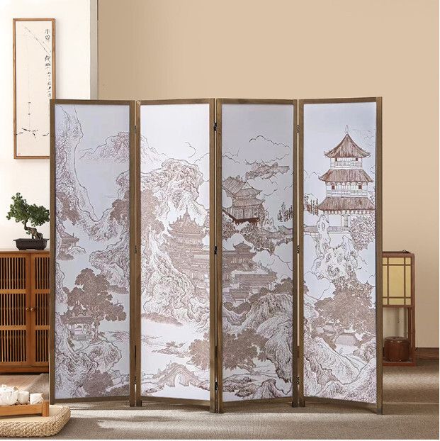 木藝傢具(共4片) 辨公室屏風 玄關分隔 客廳屏風【圖案14】共4片 180x50cmx4片