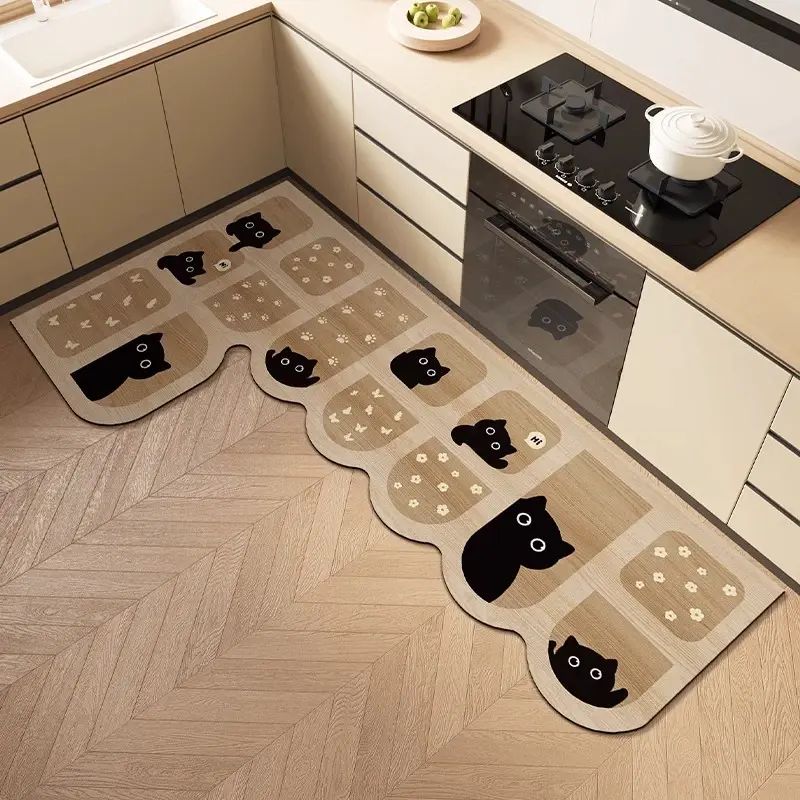 卡通厨房专用地垫家用耐脏防滑防油可擦免洗地毯浴室吸水速干脚垫