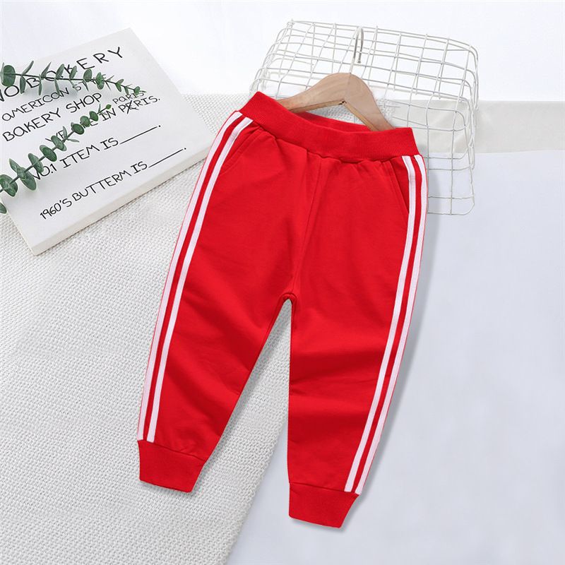 童装卫裤春秋款女童运动长裤男孩小学生校服裤三条杠代发-蓝色三条杠卫裤 130cm