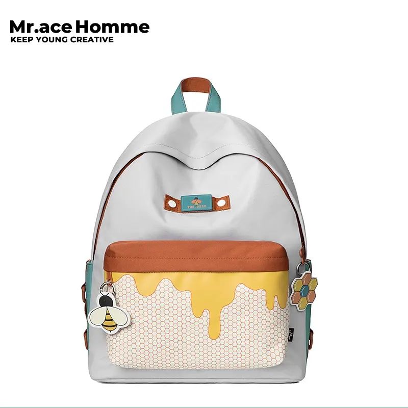 mrace蜜蜂系列 双肩包女可爱初中学生书包ins大容量电脑背包旅行