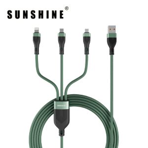 CAF-ACGR 三合一快速充電線 (USB-A 轉 Micro/Lightning/USB-C) PD 60W 1.2M長 (綠色)