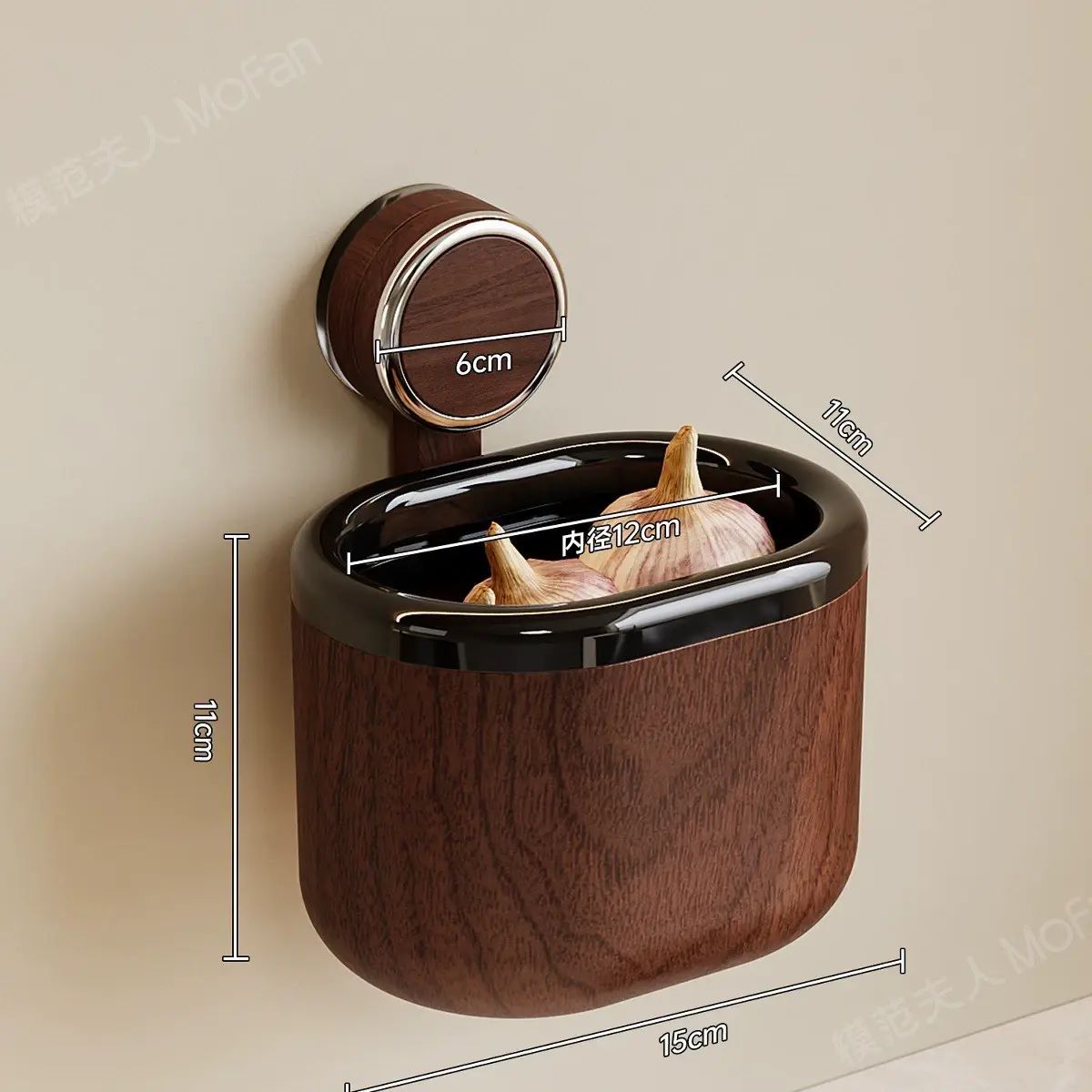 High-value kitchen ancient style suction cup ginger and garlic storage basket is super eye-catching