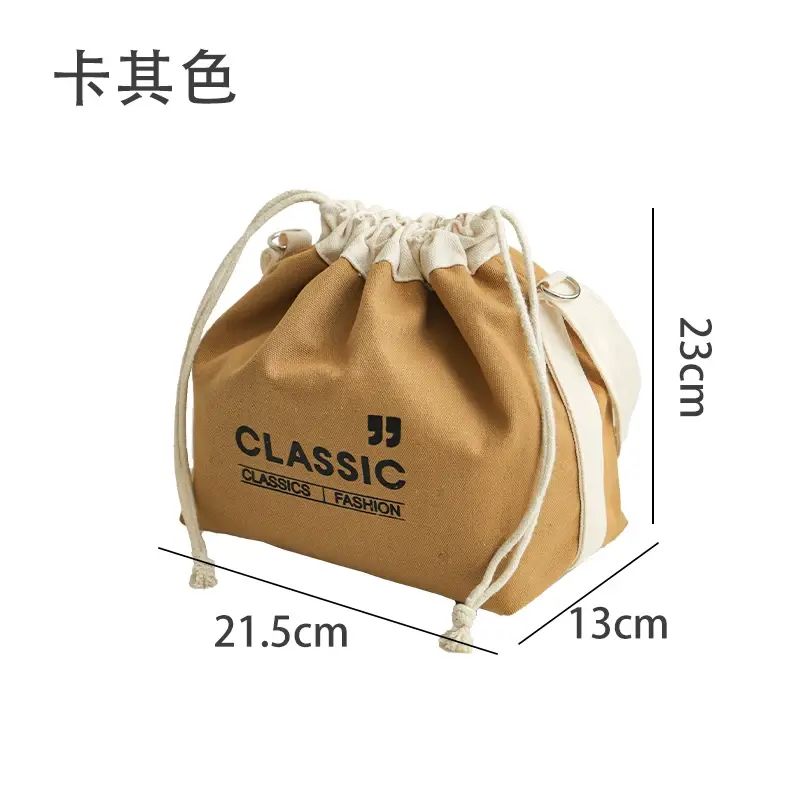 加厚帆布便携便当饭盒手提袋子保温袋包饭桶袋时尚上班族铝箔饭兜