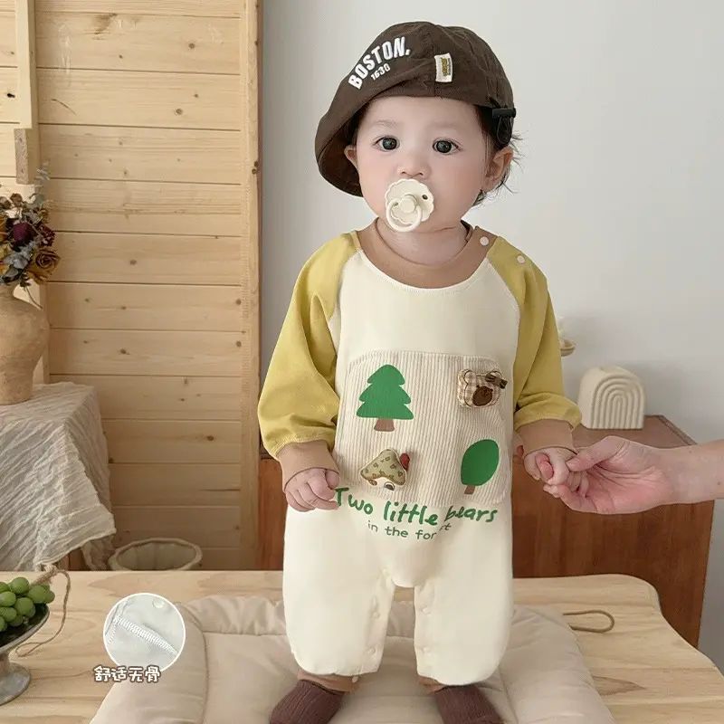 嬰幼兒連體衣 秋季新款 男女寶寶衣服洋氣 小月齡長袖哈衣 #2420