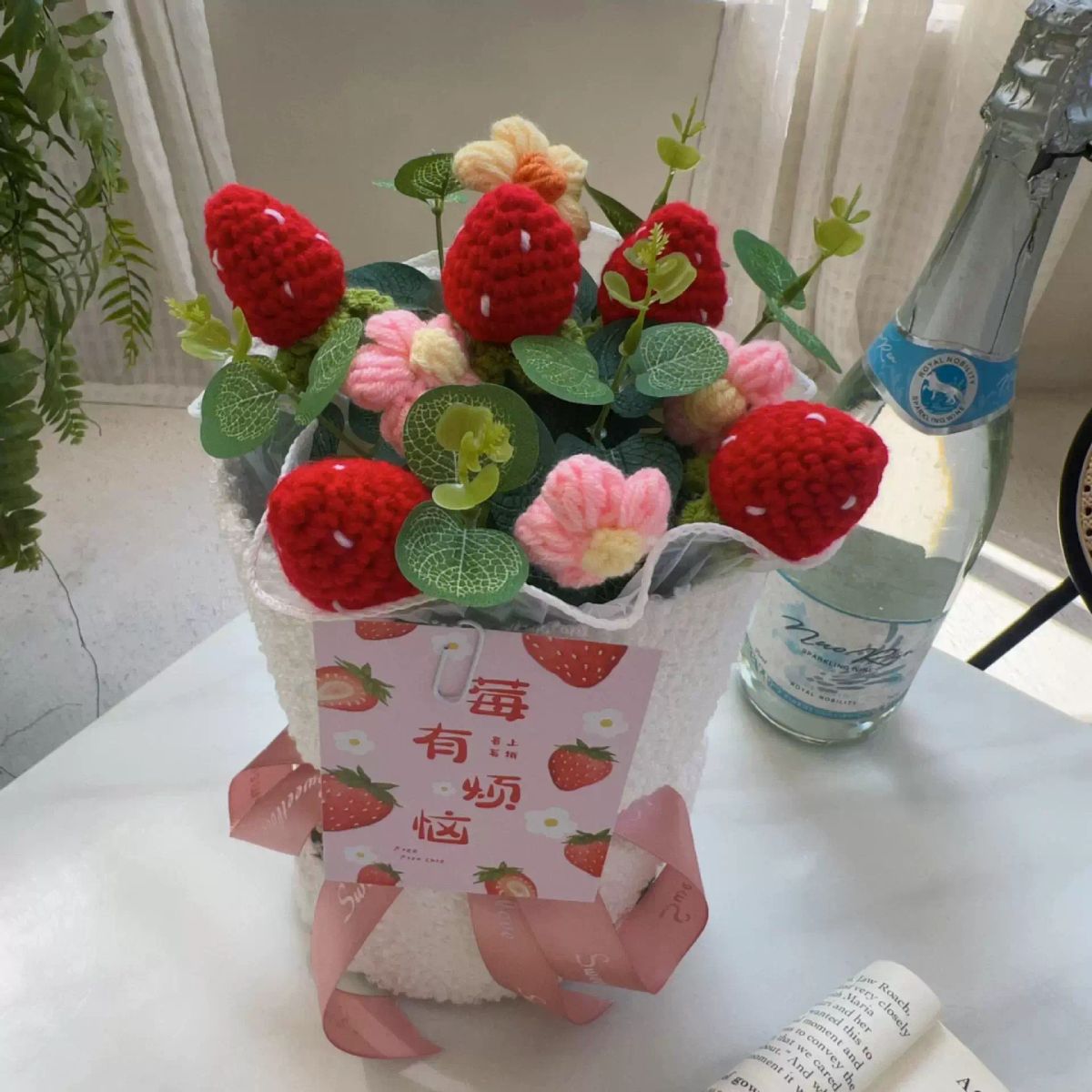 母親節禮物針織毛線柿柿如意手工花束生日禮物送女女神節花束