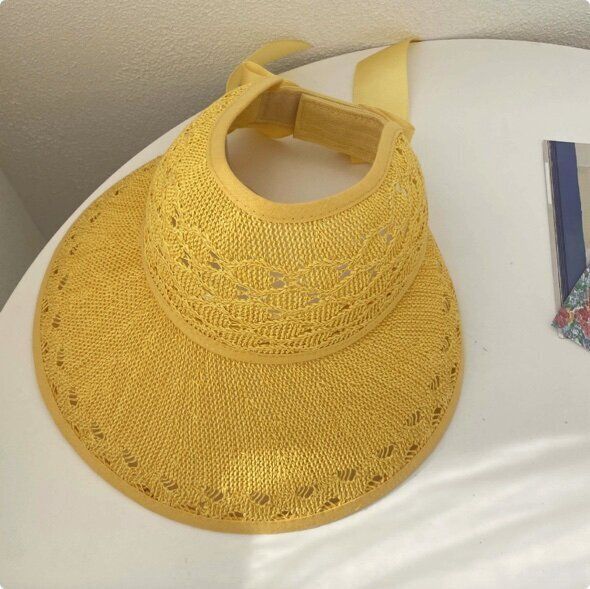 蝴蝶結草帽空頂帽遮陽帽（ 50-52cm 建議2歲-6歲）（下單后聯絡客服確認發貨顏色）