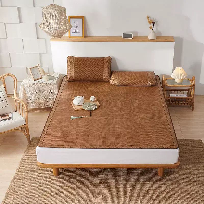 Summer mat rattan mat, real rattan double-sided foldable summer ice silk double 1.8m bed 1.5m bed t