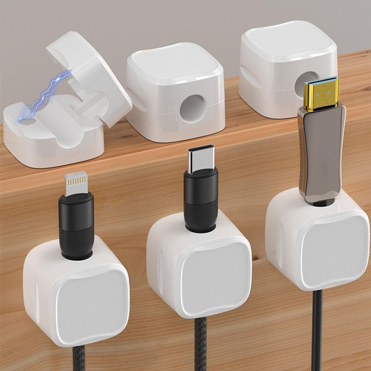 Magnetic Mini Cable Organizer White 6-Pack Efficiently store cables/mobile phone cables/charging cab