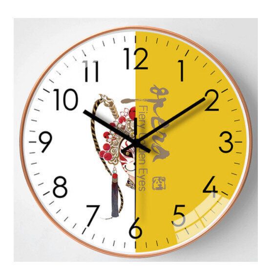 簡約家用石英掛鍾（粉墨登場-金色框）【16英寸】