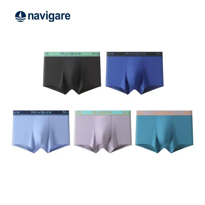 Men's Modal Seamless Boxer Briefs  Antibacterial and Breathable Four-Quarter Shorts  La-Full color L