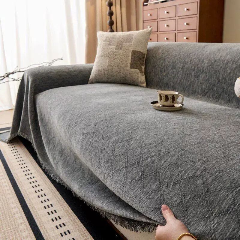 人字纹雪尼尔纯色沙发巾沙发罩套沙发垫沙发盖巾沙发盖布四季通用