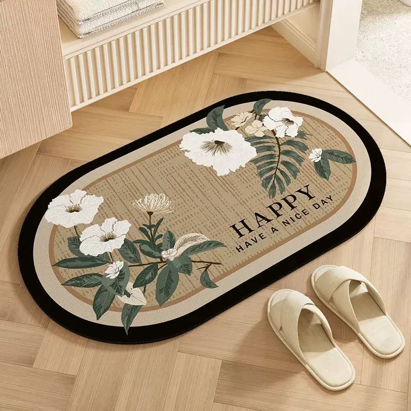 大江地墊廁所腳墊橢圓形浴室防滑墊家用廁所門口耐髒吸水速幹中式