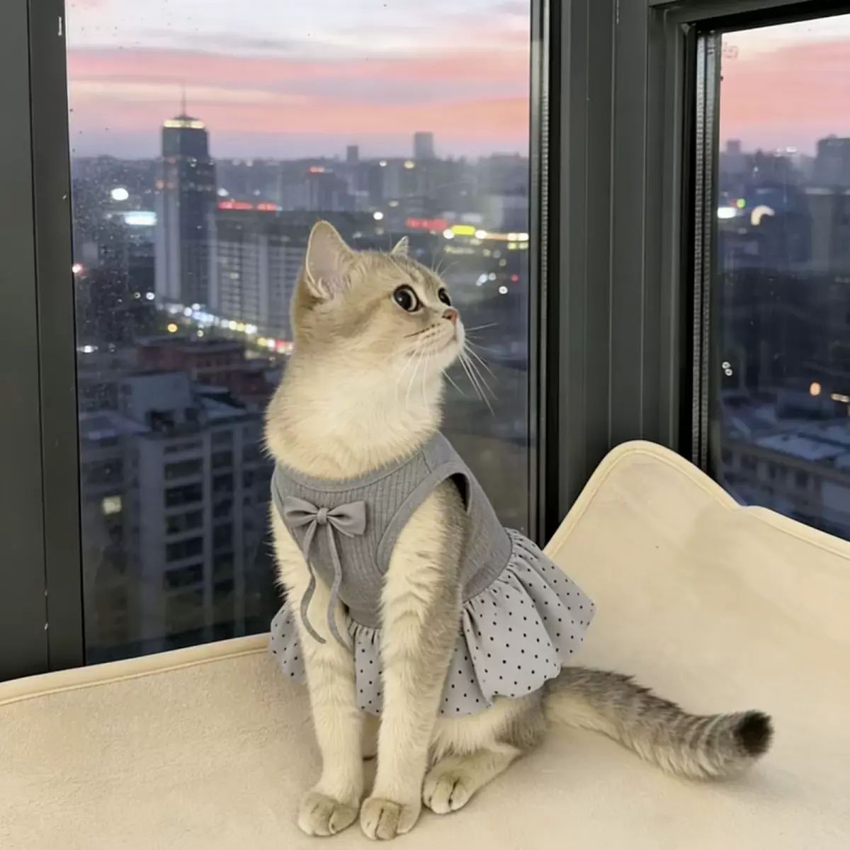 貓咪衣服公主裙波點網紗背心春夏薄款寵物小貓英短狗狗防掉毛裙