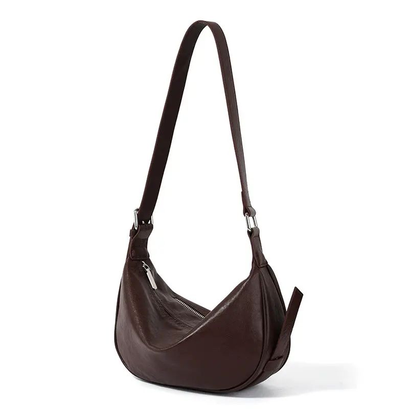 牛皮包包斜挎包女2025新款高级感休闲百搭饺子包时尚通勤单肩包女