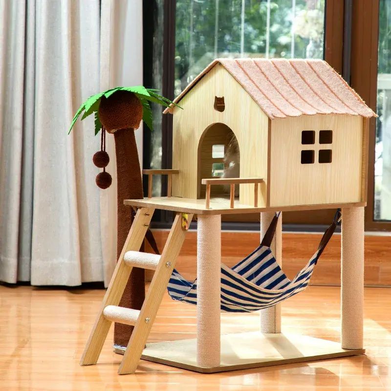 Cat tree with sisal hammock and scratching posts  