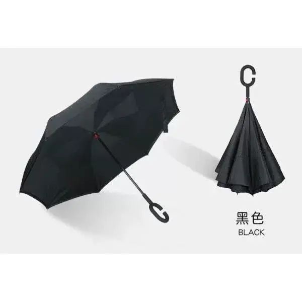 汽车长柄自动双层可站立反向雨伞免持式直柄大号双人伞男女