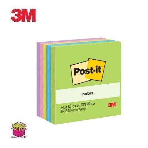 Post-it® 報事貼® 便條紙 654-5AU  花花世界  76 mm x 76 mm  100張 x 5色 / 套