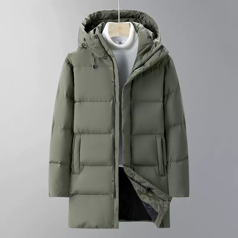 中长款羽绒服男秋冬季宽松连帽中戏白鸭绒大衣加厚保暖石墨烯外套