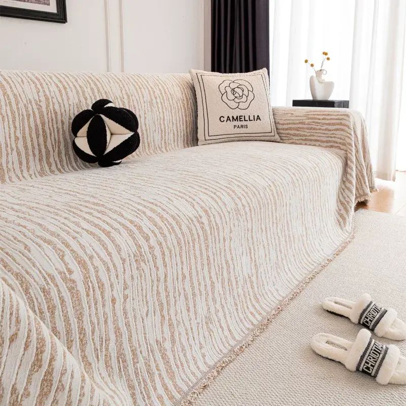 奶油风沙发盖布巾雪尼尔防滑防水沙发垫防猫抓一片沙发巾