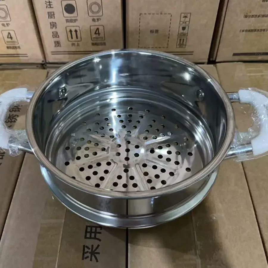 汤锅不锈钢汤锅无涂层陶瓷加厚家用煲汤电磁炉燃气双耳蒸煮锅