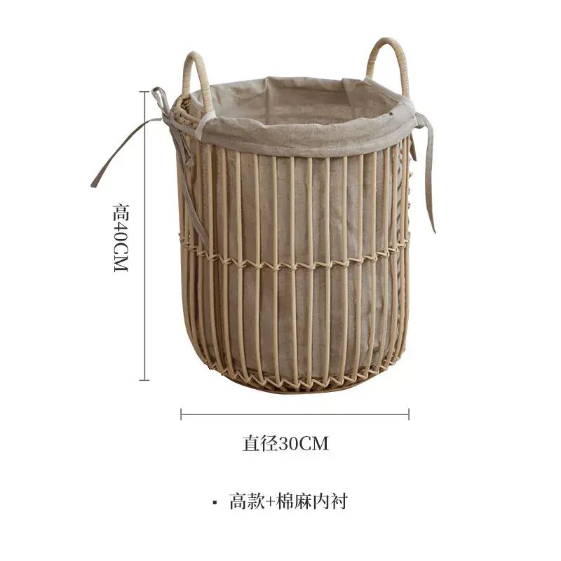 圆本卧室客厅藤编轻奢脏衣篓高颜值脏衣服收纳筐桶家用衣物收纳篮