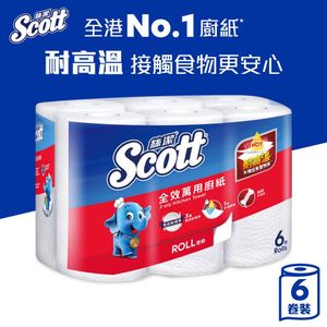 全效萬用廚紙6卷裝 (美國百年品牌, 全港銷量No.1, 台灣製造, 通過HACCP, FDA食品安全認證, 超吸水吸油, 空氣炸鍋必備, 廚房紙, 廚紙)