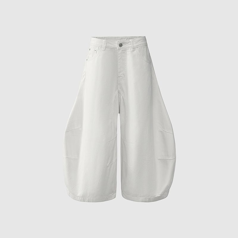 女装#美式简约设计廓形弯刀牛仔裤女夏季宽松百搭中性七分裤