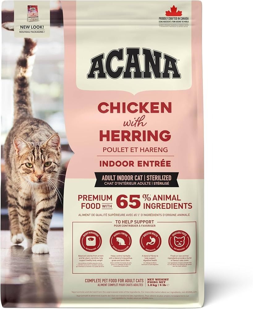 ACANA Indoor Entrée with Free-Run Chicken & Turkey Cat Dry Food (1.8kg) EXP:2026-04-12 