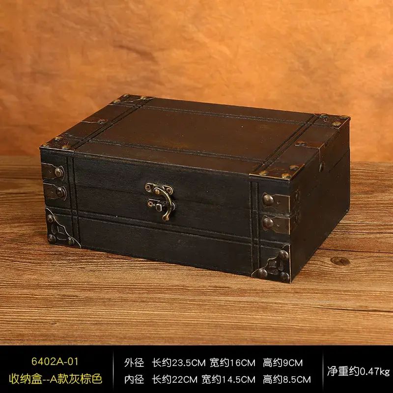 復古中國風精緻木質方形收納盒帶鎖迷你藏寶箱桌面雜物收納木盒