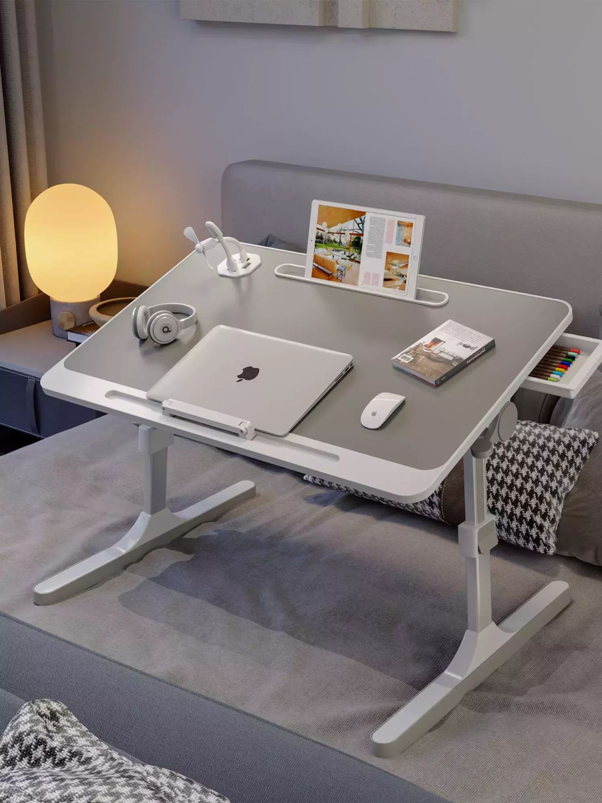 書枱可升降折叠床上小桌子简约宿舍学生写字床上书桌学习调节高度支架