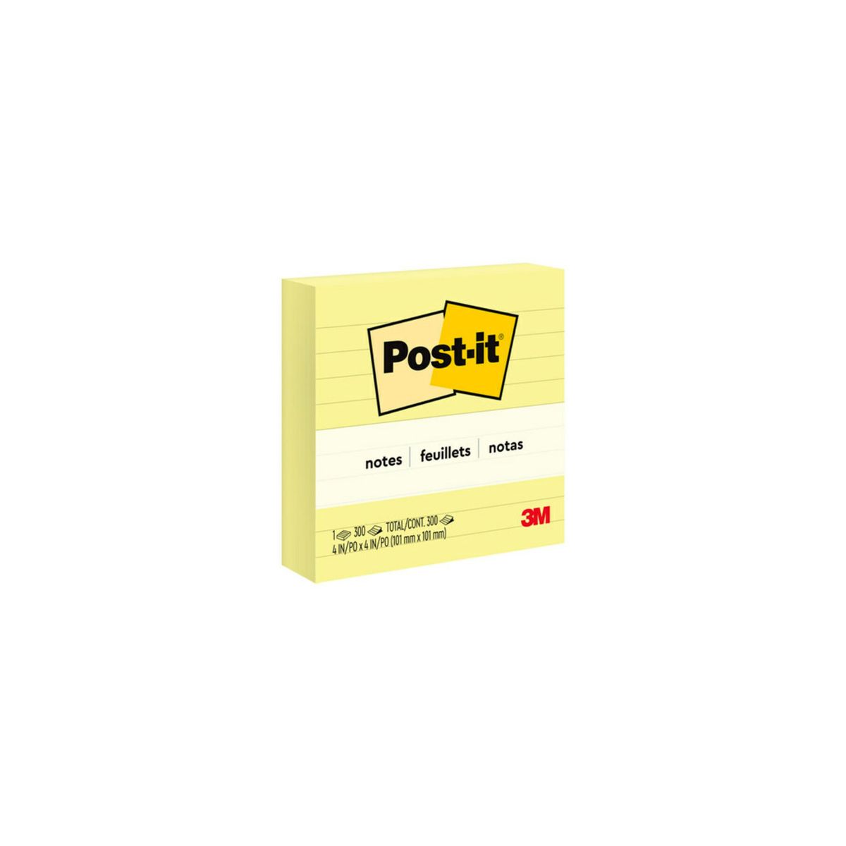 Post-it® Notes 675-YL Yellow, lined, 4"x4" 300 sheets/pad