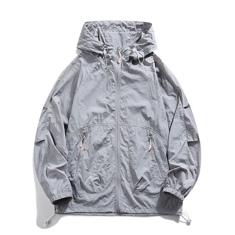 UPF50+美式夏季防晒服男潮牌遮阳防紫外线薄款连帽防晒衣露营服-YZ-2402  浅绿色 S  建议【80-100斤】