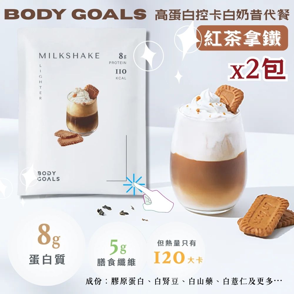 高蛋白控卡白奶昔代餐-紅茶拿鐵 (2包) 台灣製造 代餐