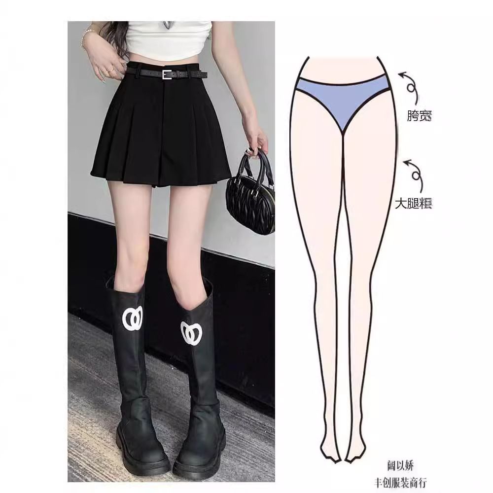 高腰顯瘦A字短褲裙女裝 夏季薄款休閒西裝褲裙 時尚百搭- 灰色 L