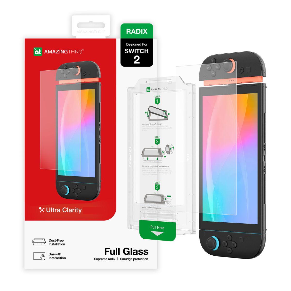 for Nintendo Switch 2 [RADIX - Full Glass] Screen Protector, Ultra Clear, 9H tempered Glass, AF Coat