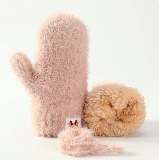 加厚防風連指保暖手套(建議1-4歲  DR25 ；粉色)