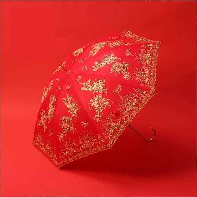 紅傘結婚新娘傘婚傘紅色雨遮出嫁用品婚慶用的傘婚禮專用高階喜傘