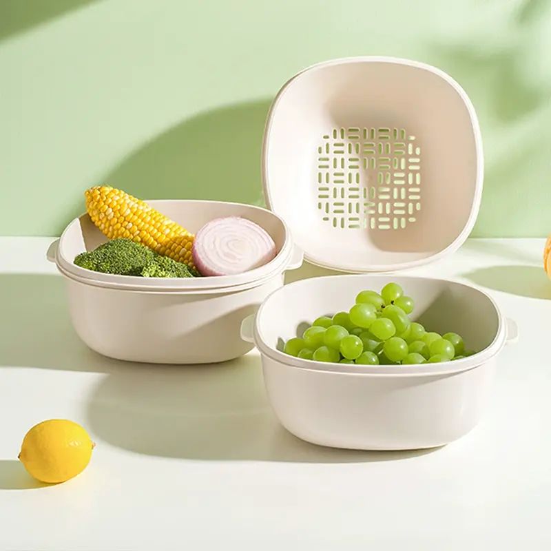 BOBER-Bober-Three-piece Fruit and Vegetable Basket Set: Drain Basket, Fruit Basket, Fruit and Vegeta