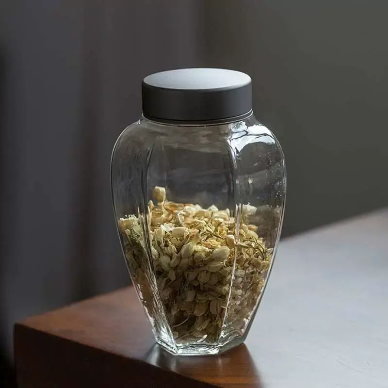 日式玻璃茶葉罐鋁合金屬蓋密封罐儲物罐大小號裝茶存茶罐咖啡豆罐 食物收納罐 五穀雜糧罐 密封儲物罐 透明收納盒 儲物盒 整理盒 置物盒