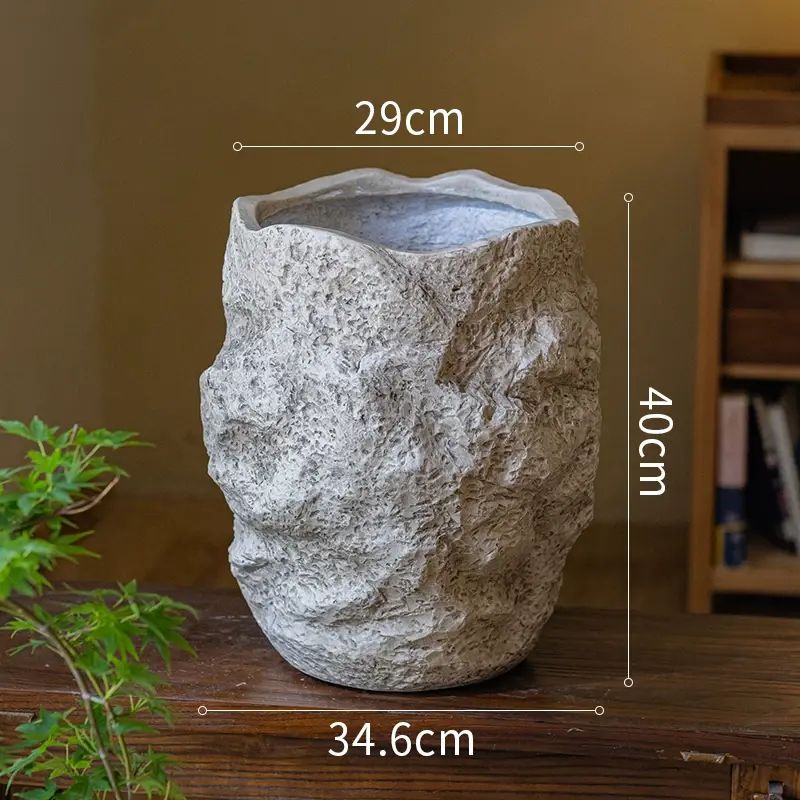掬涵仿陶复古镁泥花盆侘寂风大号落地绿植盆栽园艺民宿庭院装饰品