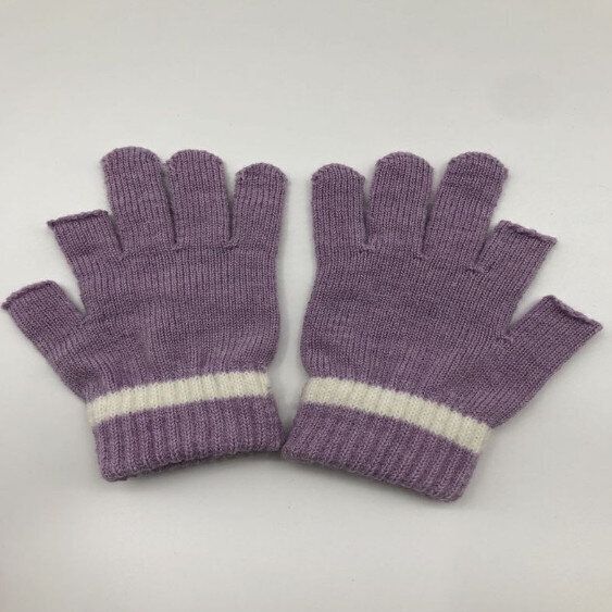 冬季兒童純色防寒保暖手套（紫色）【均碼】
