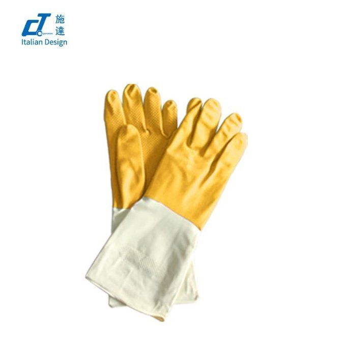 Cleaning Rubber Gloves , M size, Yellow-White[RG8380M_YW]