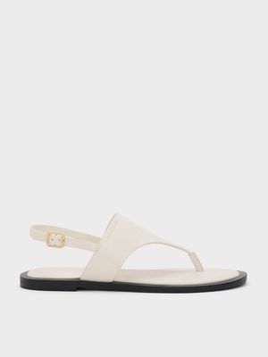 Charles & Keith - 寬帶夾腳平底涼鞋