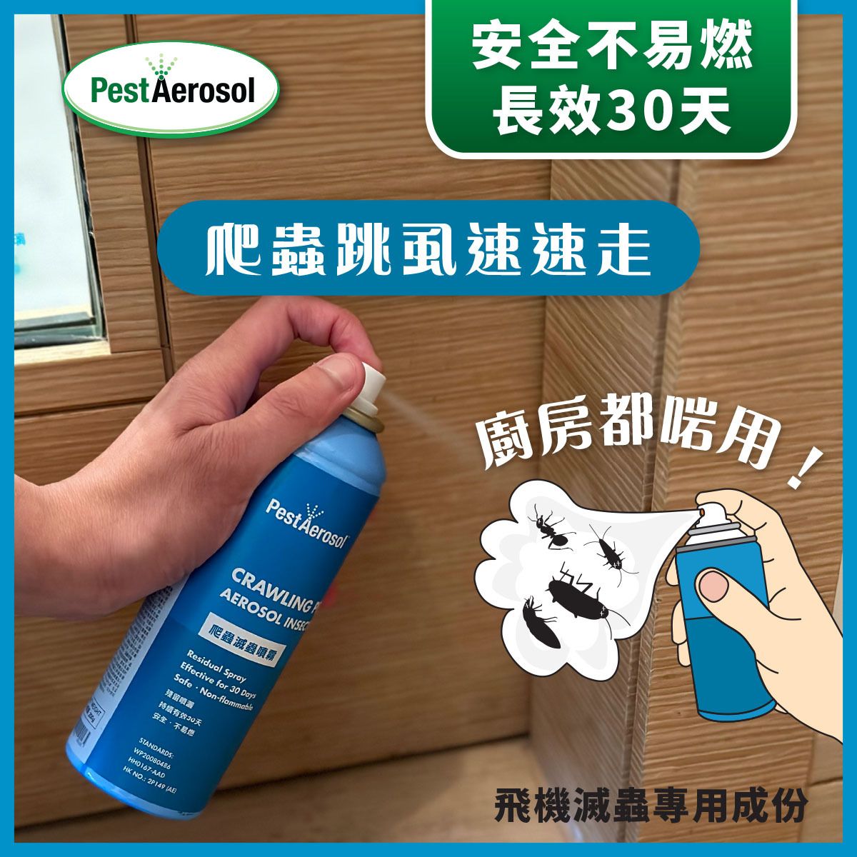 爬蟲滅蟲噴霧 | 滅蟲劑 | 殺蟲劑 | 對付蟑螂 (曱甴／小強)、螞蟻、跳蚤、蜱、任何爬蟲 | 家居滅蟲必備