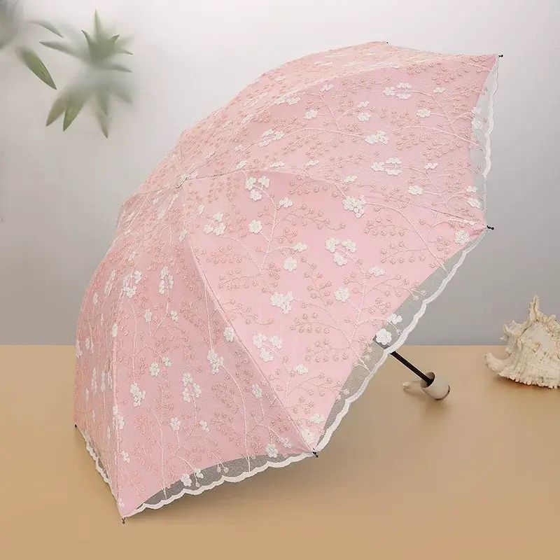 New style embroidered antiUV lace parasol princess sun umbrella womens rain umbrella du