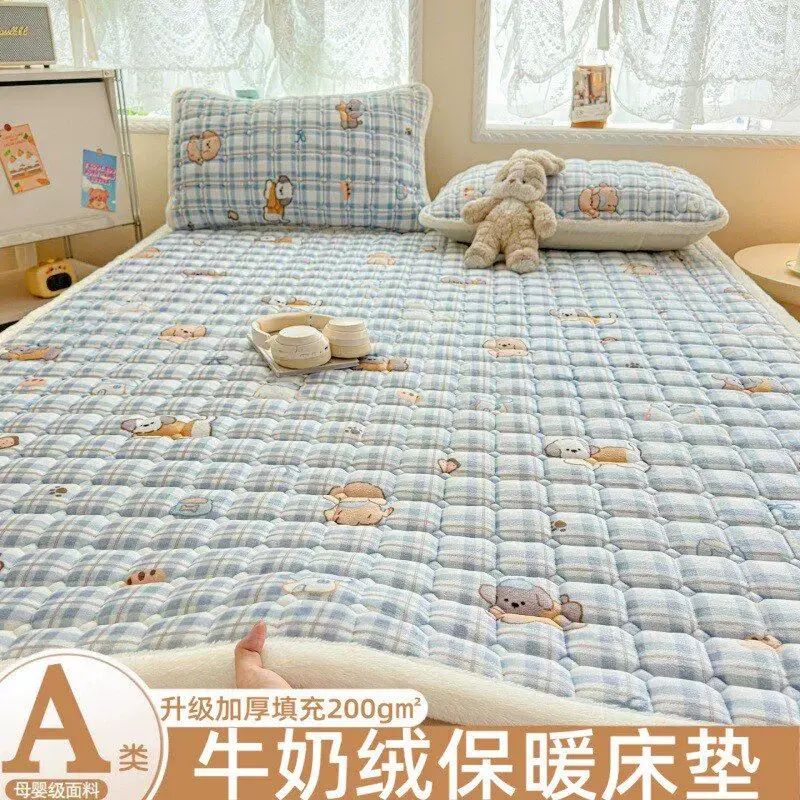 A类加厚牛奶绒床垫冬季保暖软垫加绒垫子宿舍床护垫夹棉床褥垫被