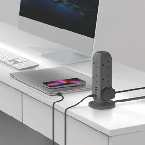 11插位+4USB 慳位直立式拖板 (PD20W USB-C+快充USB-A) | ONEPLUG (太空灰) US11UKE