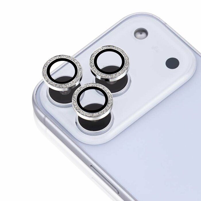 (多種原機顏色)相機鏡頭金屬保護圈 保護環 (康寧玻璃) for Apple iPhone 17 Pro Max/Pro/Air/16/15/14/Pro/Plus(閃鑽)
